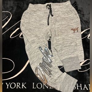 Victoria’s Secret PINK Bling Sequin Gray Joggers Size Medium